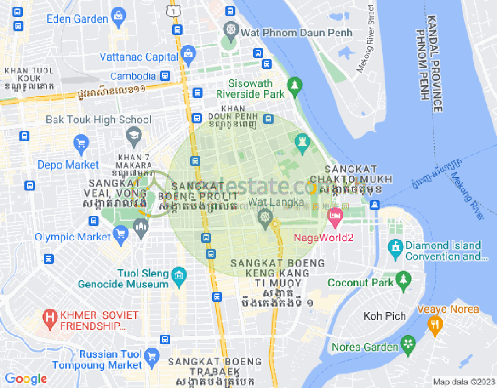 Mapa: Boeng Reang, Daun Penh, Phnom Penh