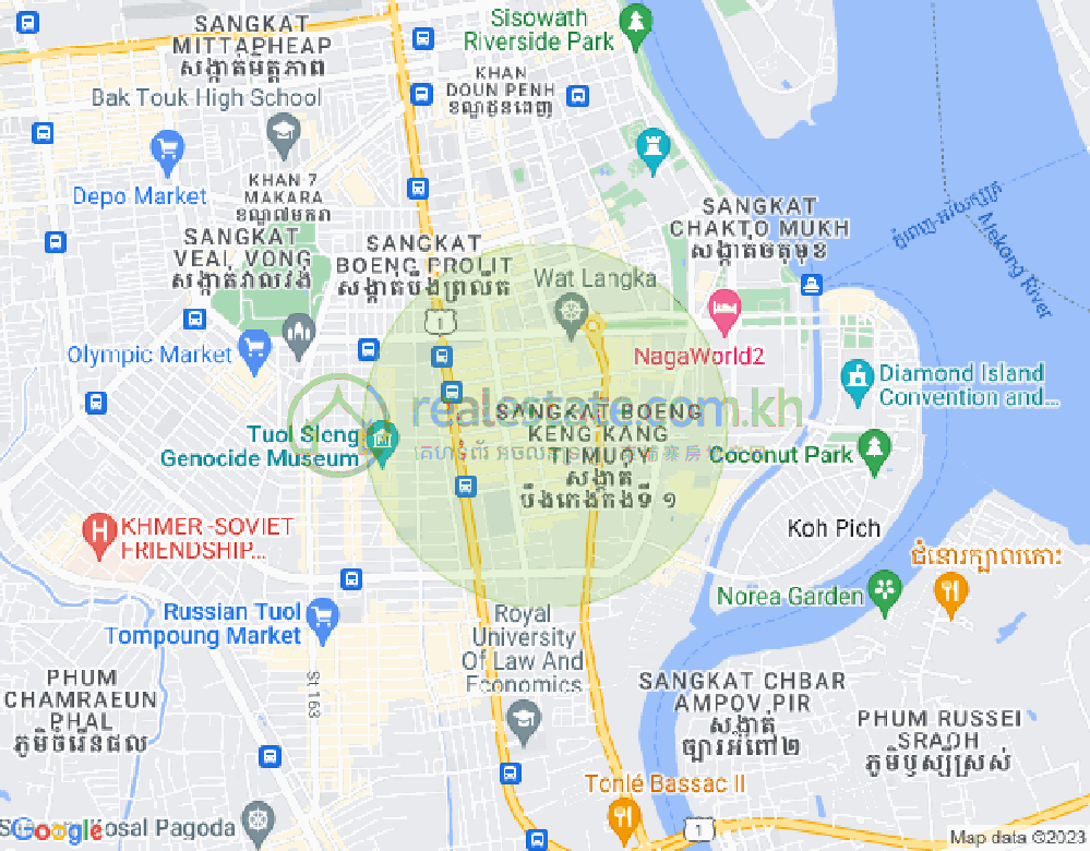만경강1부구(BKK1), 벙껭깡, 프놈펜 지도