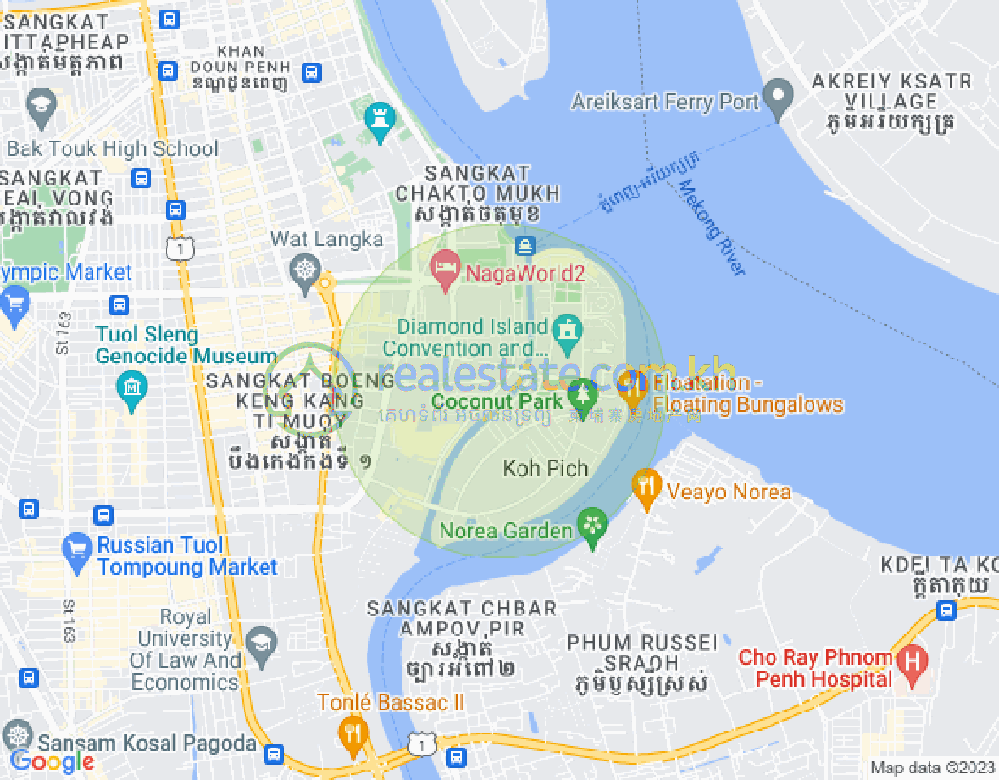 Map of Tonle Bassac, Chamkarmon, Phnom Penh