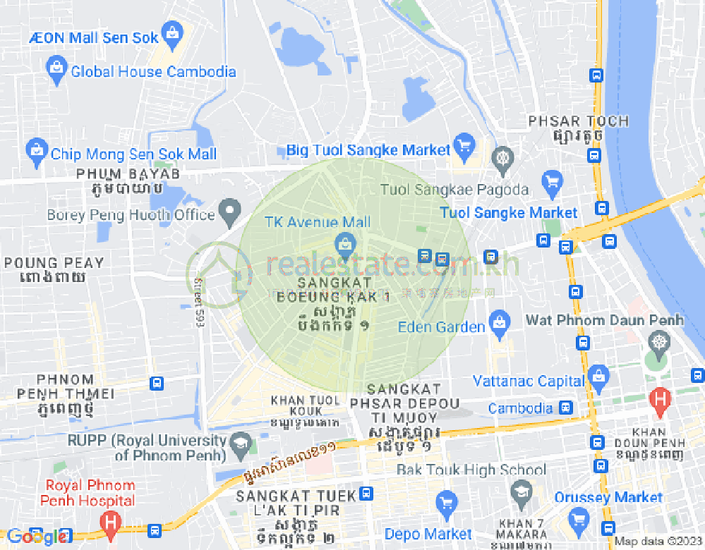 Map of Boeung Kak 1, Toul Kork, Phnom Penh