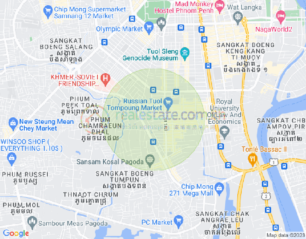 Map of Toul Tum Poung 1, Chamkarmon, Phnom Penh