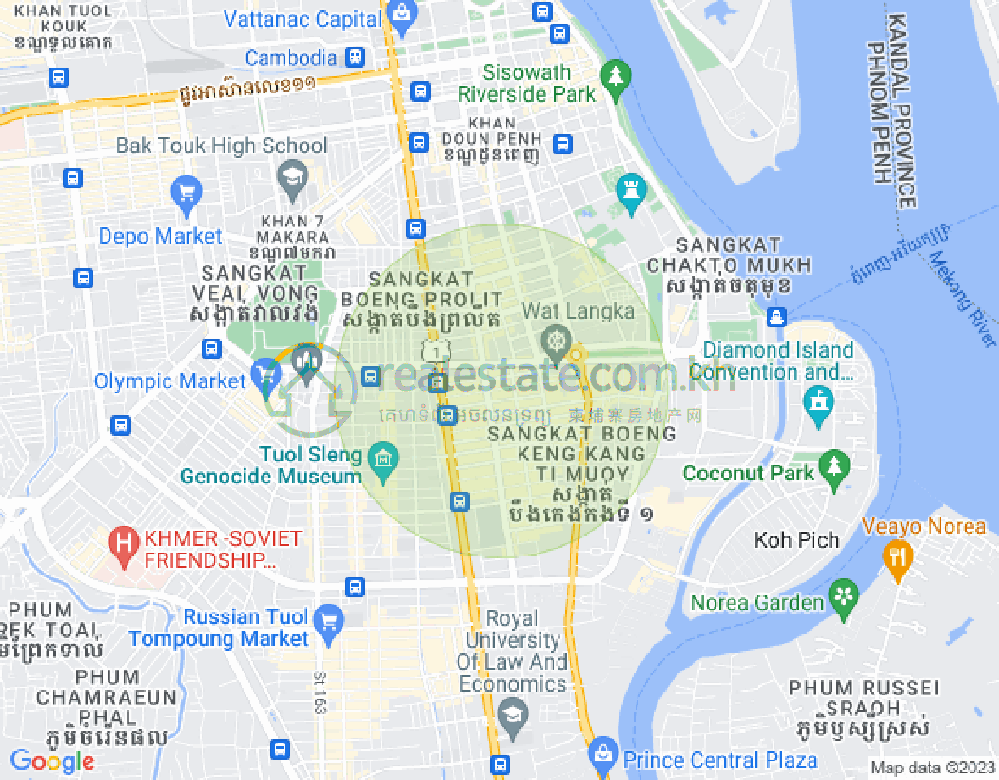 만경강1부구(BKK1), 벙껭깡, 프놈펜 지도