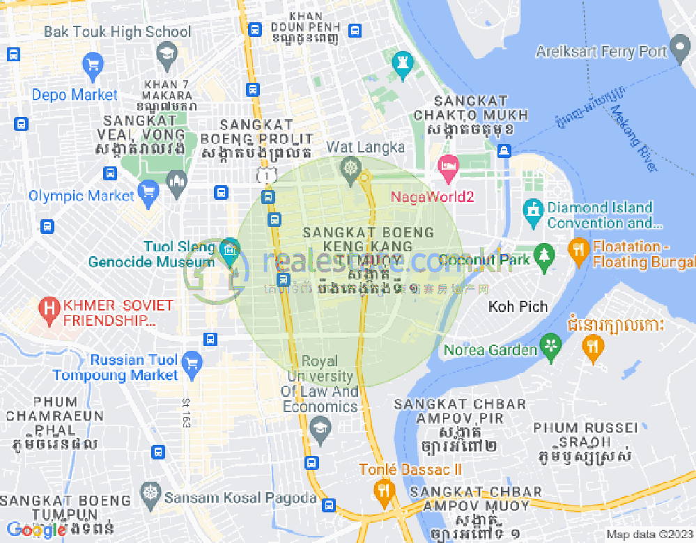 万景岗1分区（BKK1), 波哥堪, 金边地图