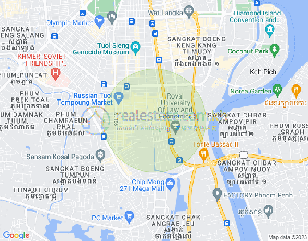 Mapa: Boeung Trabek, Chamkarmon, Phnom Penh