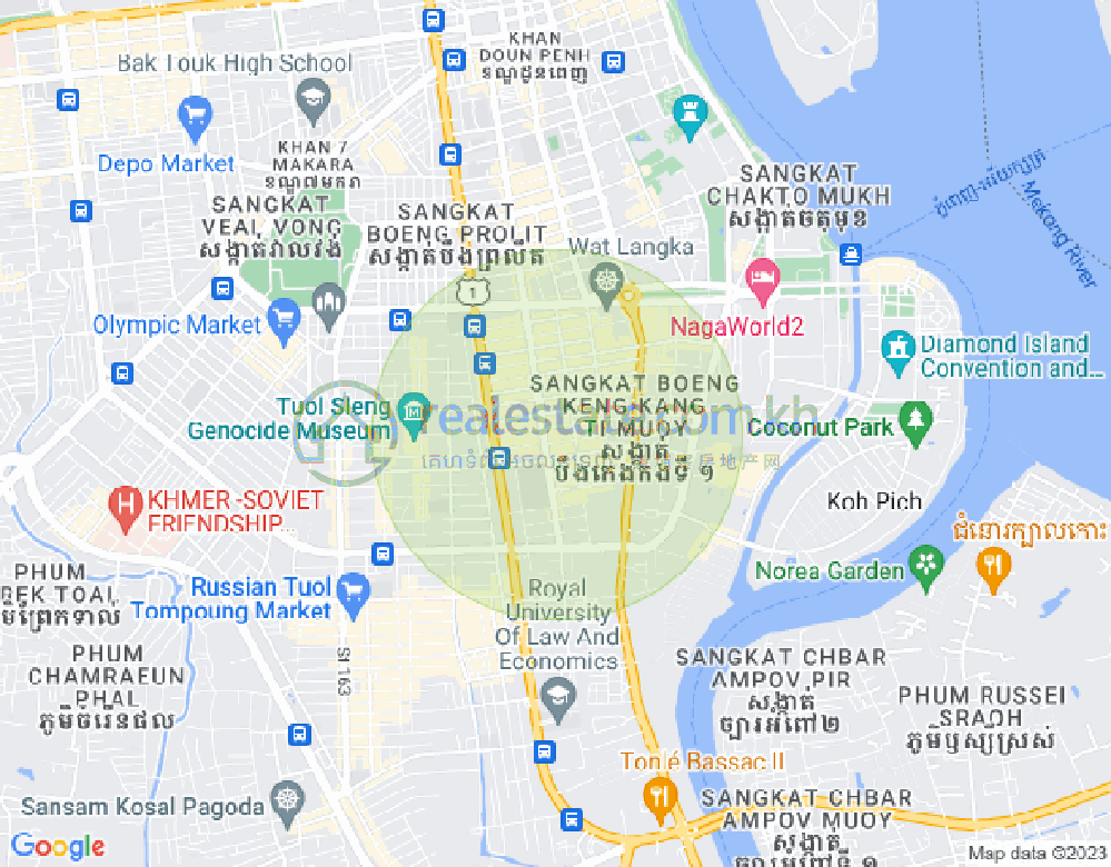 만경강1부구(BKK1), 벙껭깡, 프놈펜 지도