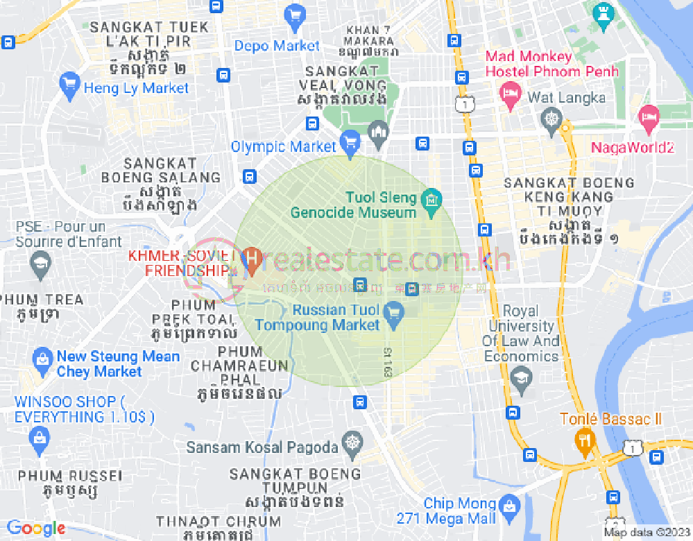 Map of Toul Tum Poung 1, Chamkarmon, Phnom Penh