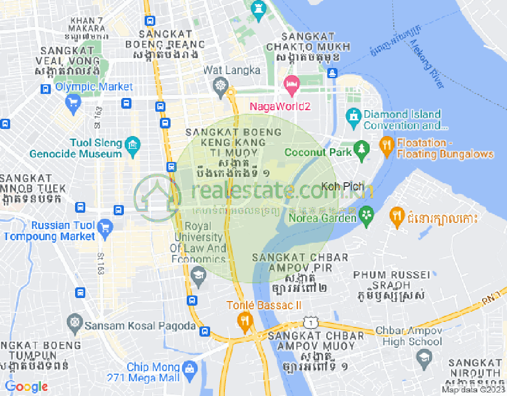 Mapa: Tonle Bassac, Chamkarmon, Phnom Penh