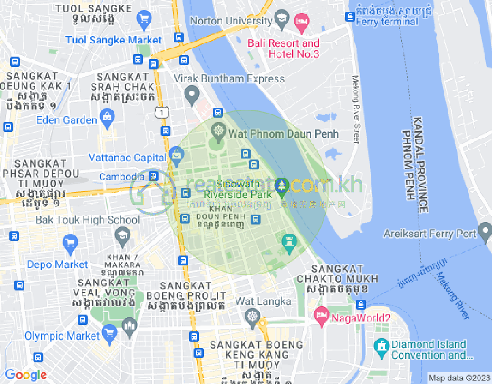 Map of Phsar Chas, Daun Penh, Phnom Penh