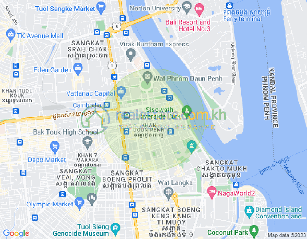 プサーチャス, ドーンペン, プノンペンの地図