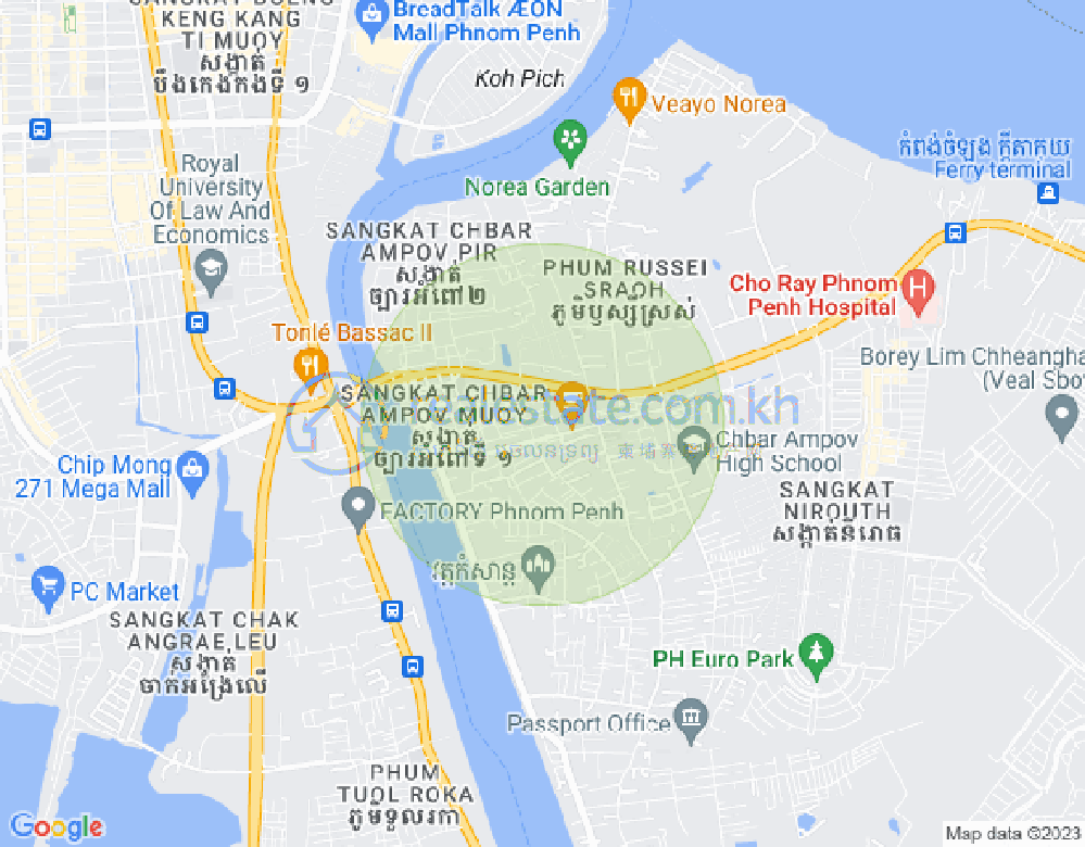 Mapa: Veal Sbov, Chbar Ampov, Phnom Penh