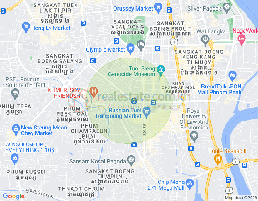 แผนที่ บึงกัก 1, ตuolโกก, พนมเปญ