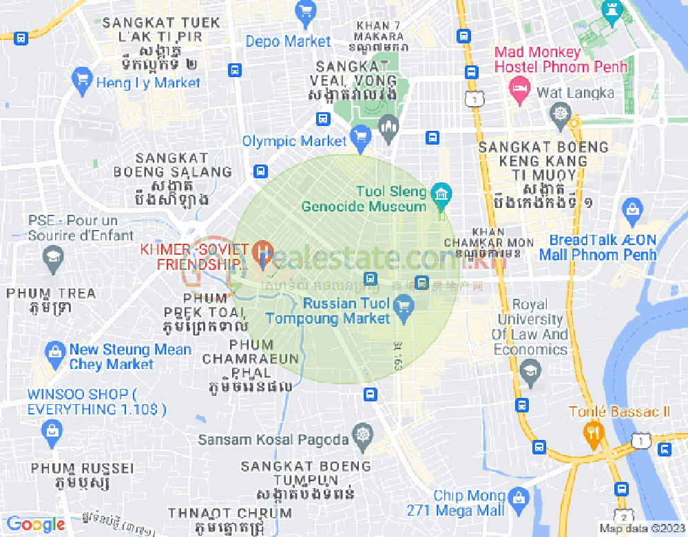แผนที่ บึงกัก 1, ตวลโคก, พนมเปญ