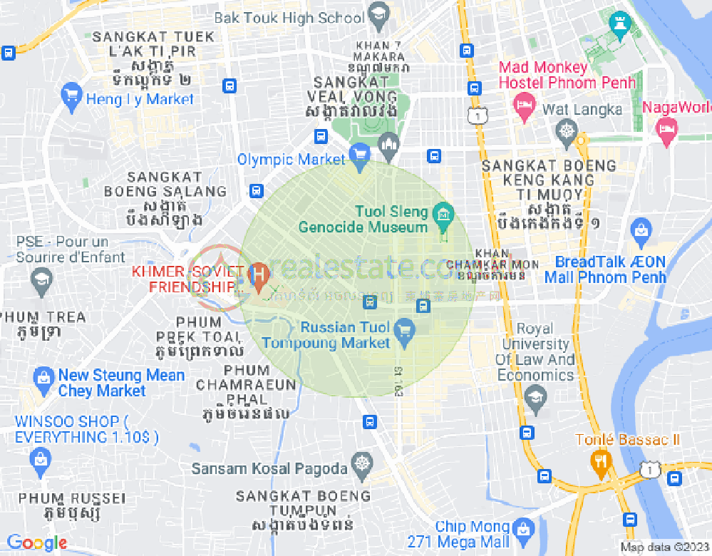 Mapa: Boeung Kak 1, Toul Kork, Phnom Penh