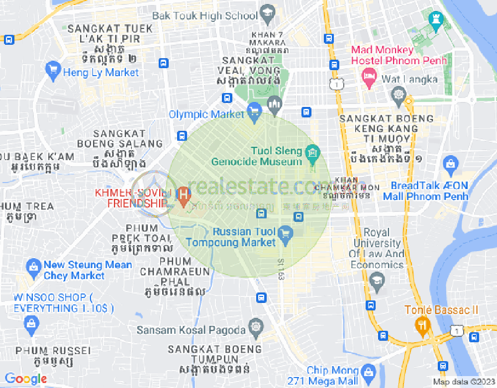 Mapa: Boeung Kak 1, Toul Kork, Phnom Penh