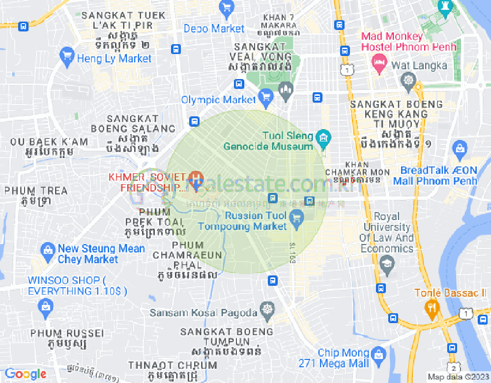 Tumnob Tuek镇, 波哥堪, 金边地图