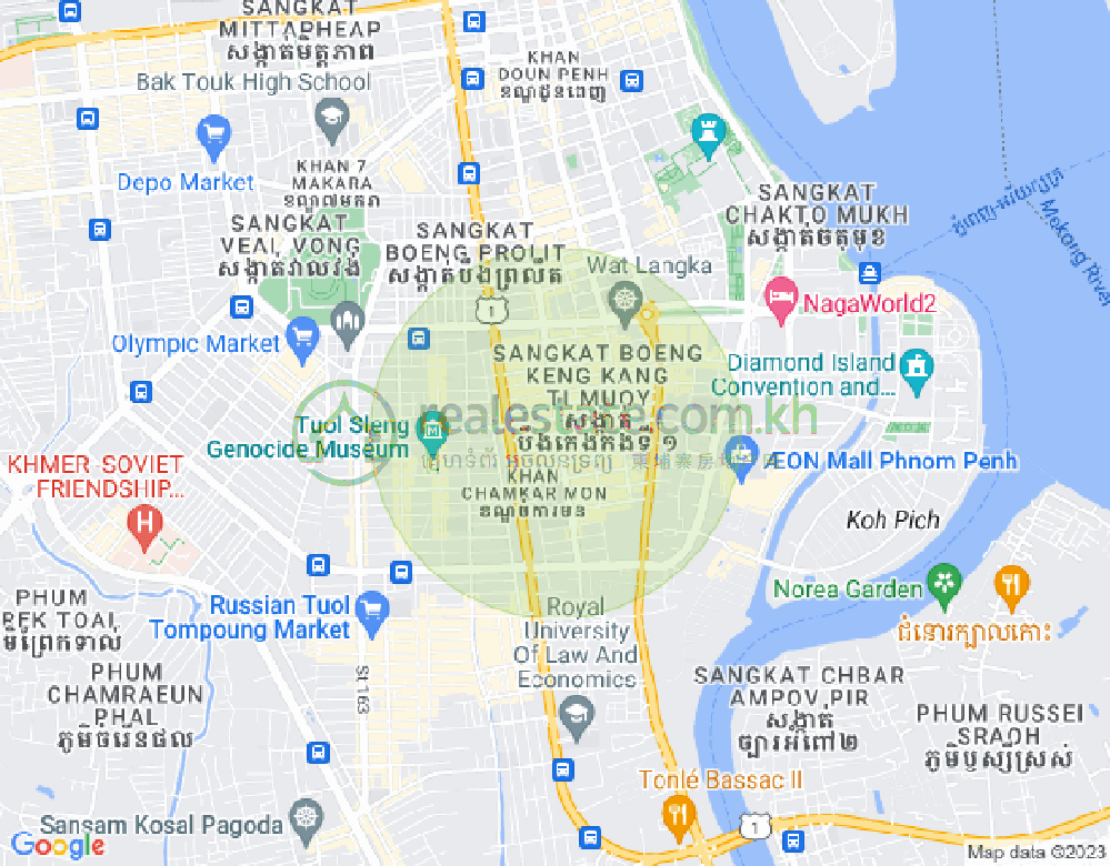 만경강1부구(BKK1), 벙껭깡, 프놈펜 지도