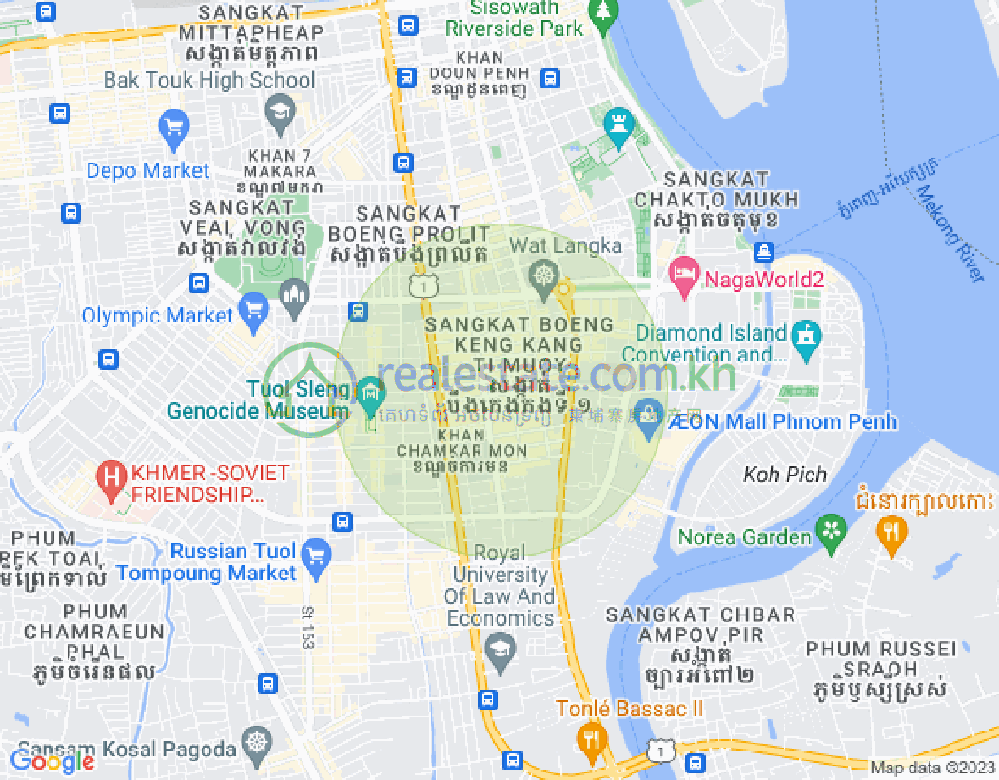 万景岗1分区（BKK1), 波哥堪, 金边地图