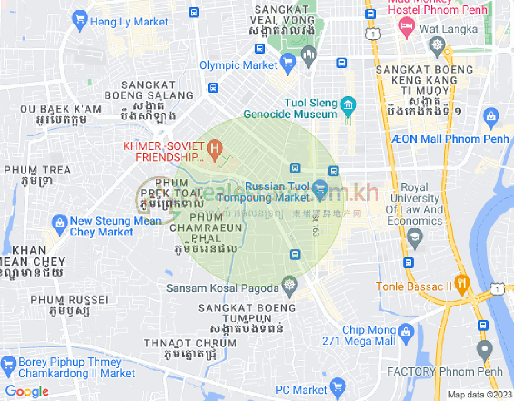 Boeung Tumpun分区, 棉芷区, 金边地图