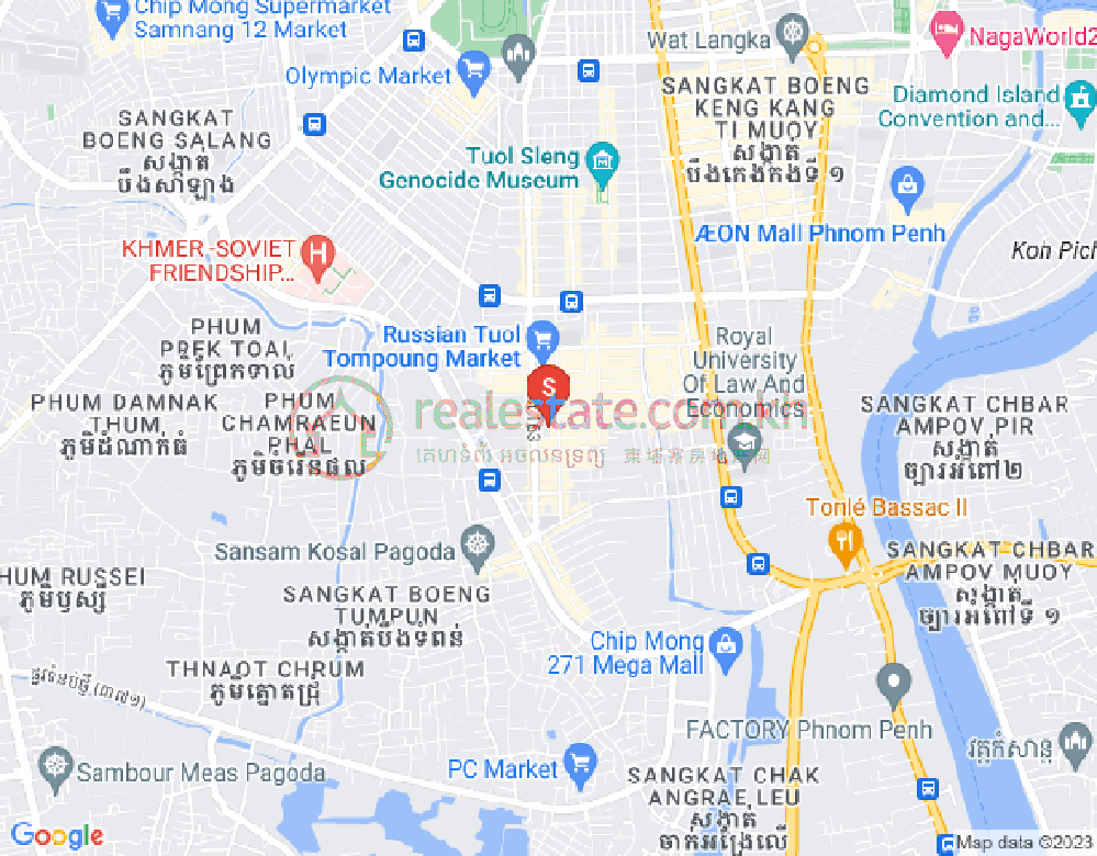 Carte de Tonle Bassac, Chamkarmon, Phnom Penh