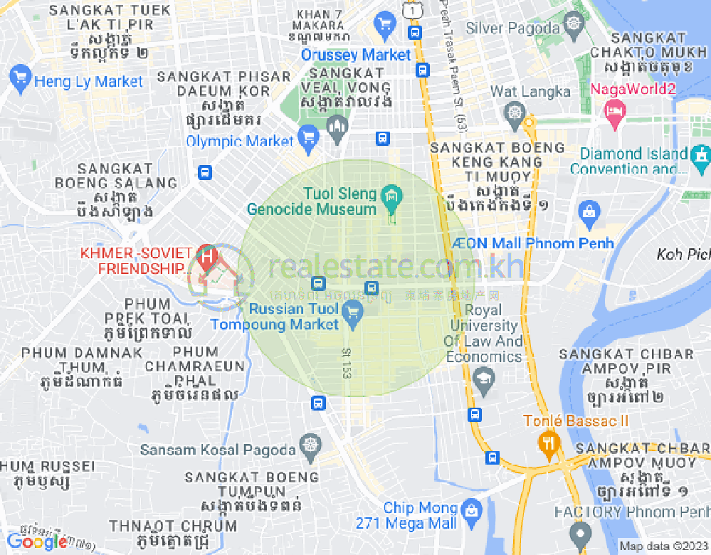 Map of Tonle Bassac, Chamkarmon, Phnom Penh