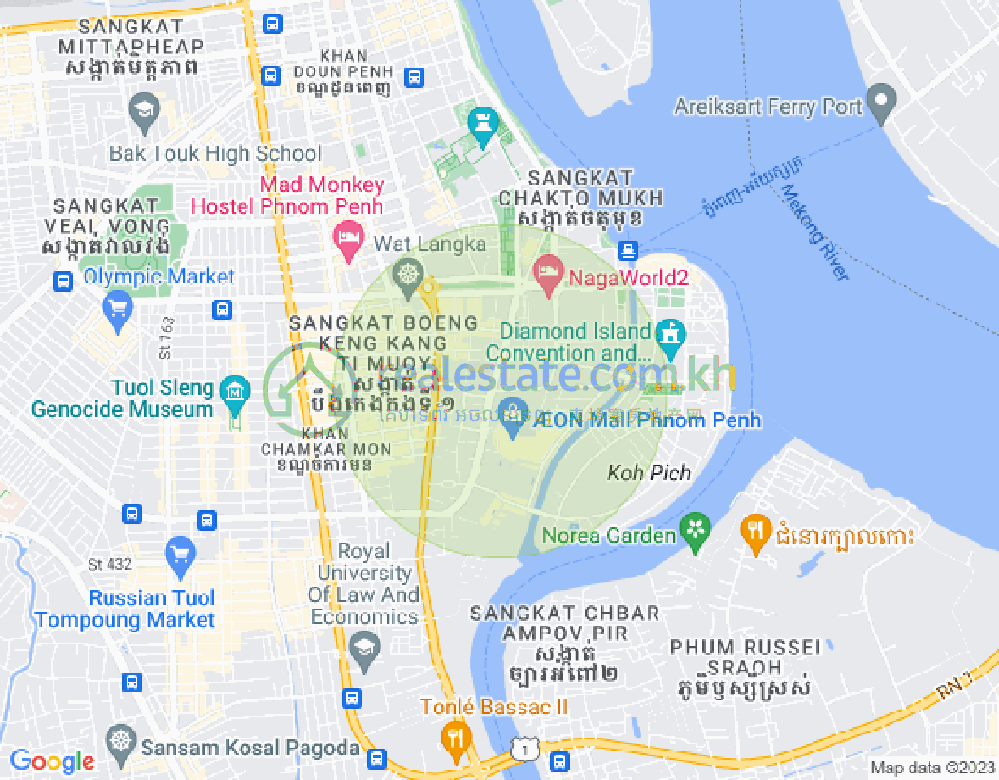 Map of Tonle Bassac, Chamkarmon, Phnom Penh