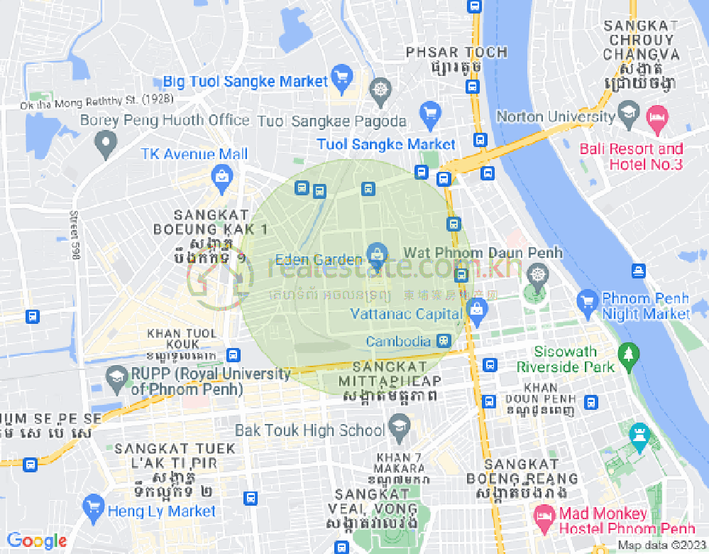 Mapa: Boeung Kak 1, Toul Kork, Phnom Penh