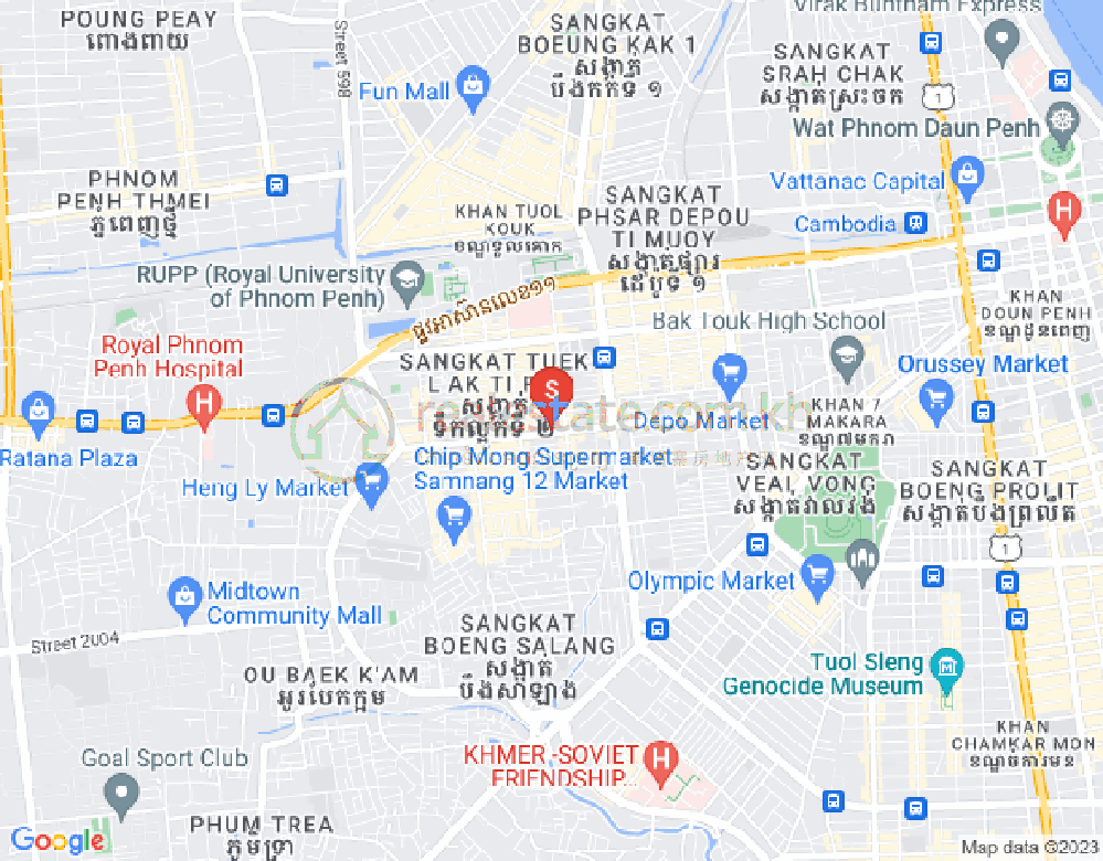 Tuek L'ak 2区, 堆谷区, 金边地图