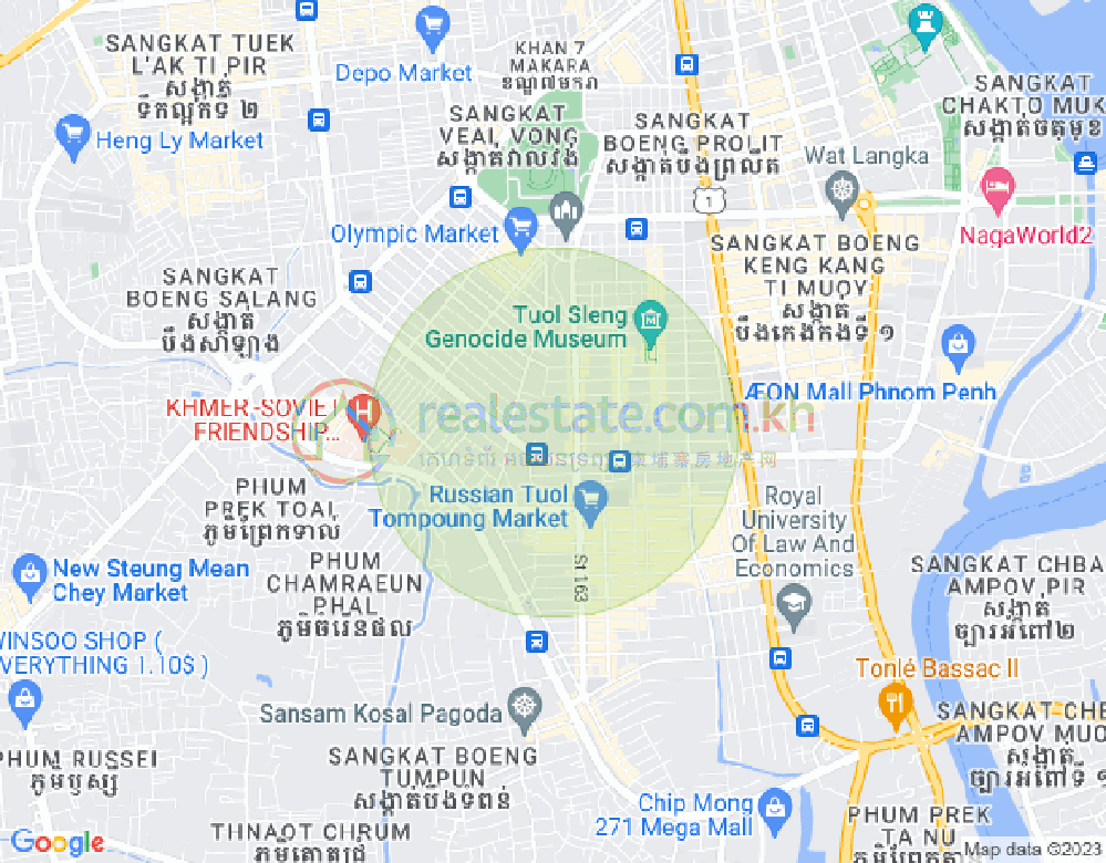 Map of Tonle Bassac, Chamkarmon, Phnom Penh