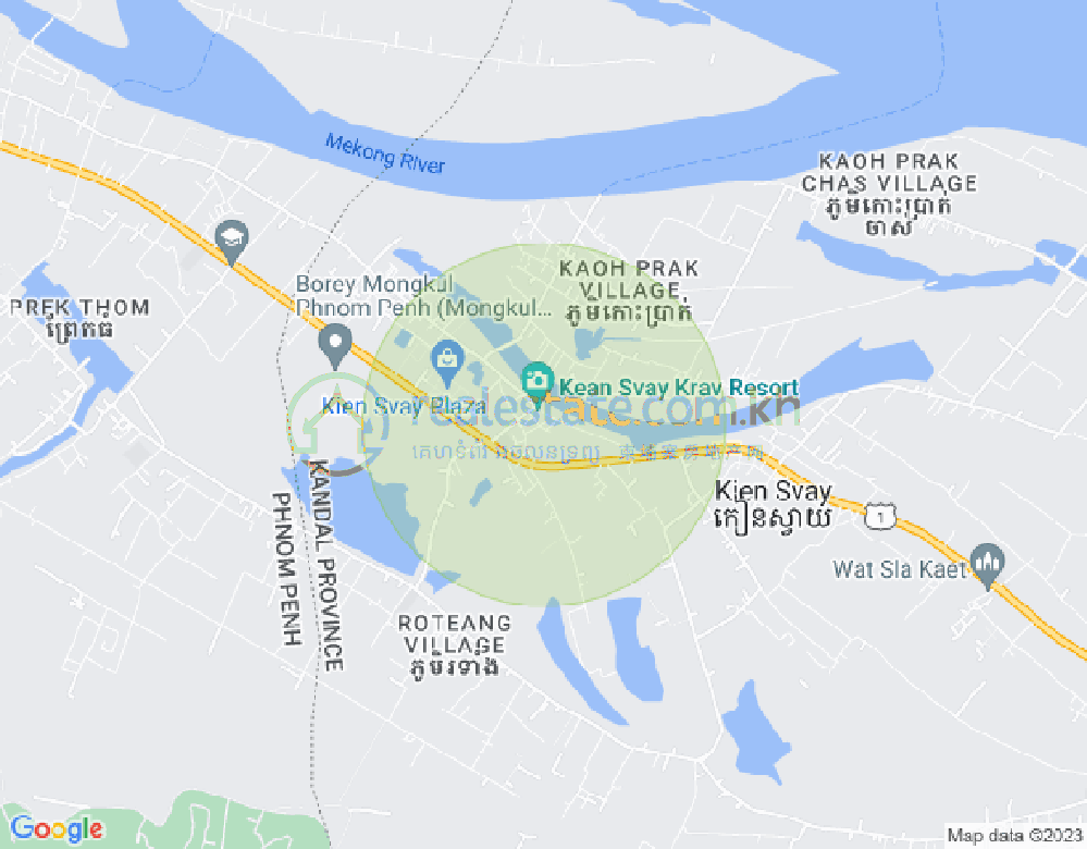 Mapa: national road number 1, Phum Thum, Kien Svay, Kandal
