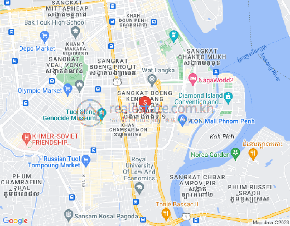 Map of Tonle Bassac, Chamkarmon, Phnom Penh