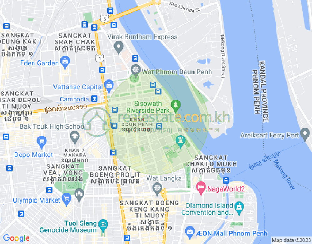 Mapa: Phsar Thmei I, Daun Penh, Phnom Penh