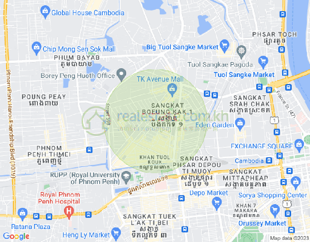 万谷湖1分区, 堆谷区, 金边地图
