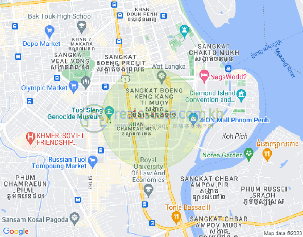 만경강1부구(BKK1), 벙껭깡, 프놈펜 지도