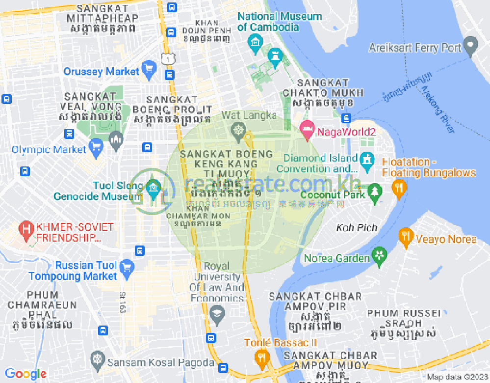 Carte de Tonle Bassac, Chamkarmon, Phnom Penh