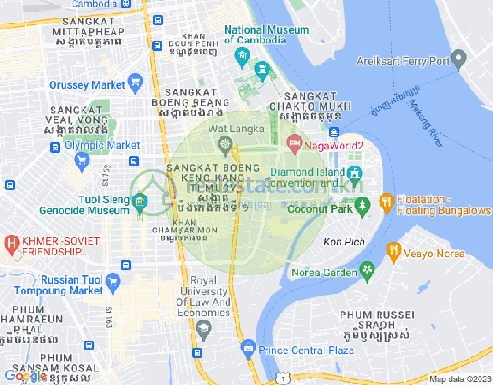 Carte de Tonle Bassac, Chamkarmon, Phnom Penh