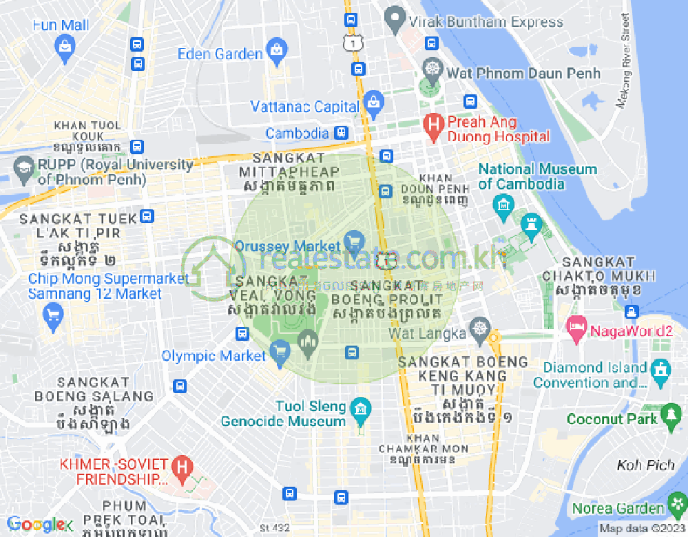 Boeung Prolit구역, 마카라구, 프놈펜 지도