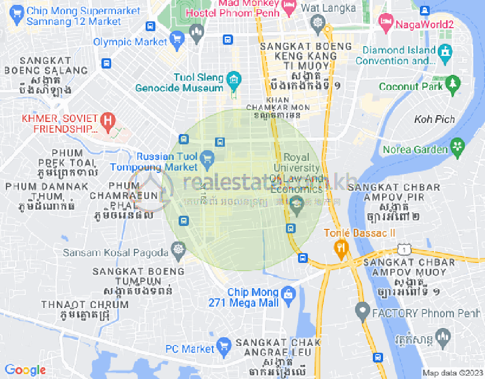 Map of Toul Tum Poung 1, Chamkarmon, Phnom Penh