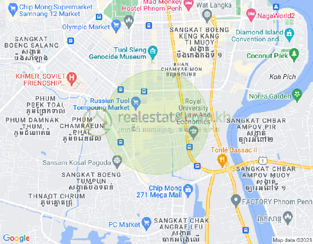 Map of Toul Tum Poung 1, Chamkarmon, Phnom Penh