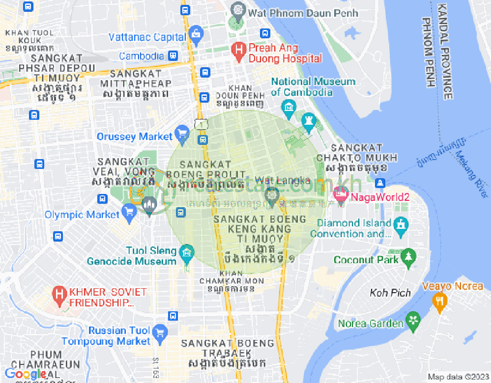 Mapa: Boeng Reang, Daun Penh, Phnom Penh
