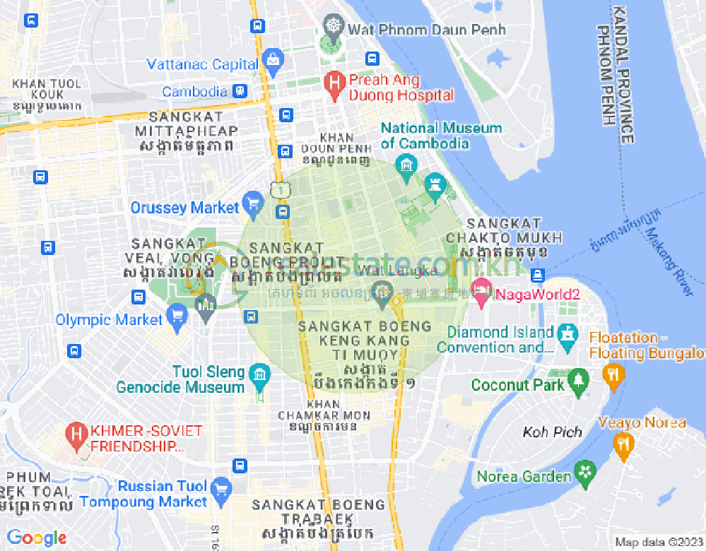 Map of Boeng Reang, Daun Penh, Phnom Penh