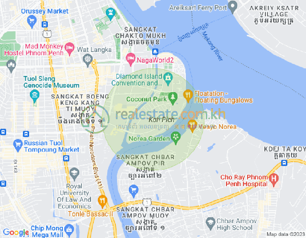Carte de Tonle Bassac, Chamkarmon, Phnom Penh