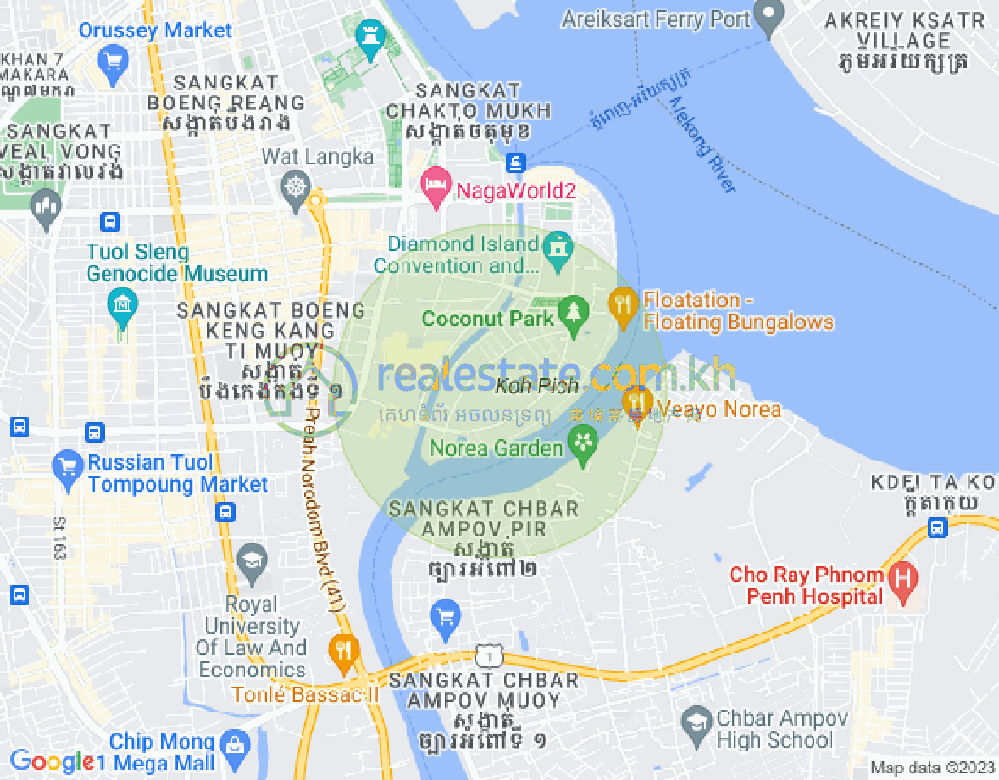 Carte de Tonle Bassac, Chamkarmon, Phnom Penh