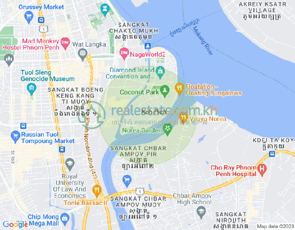 Carte de Tonle Bassac, Chamkarmon, Phnom Penh