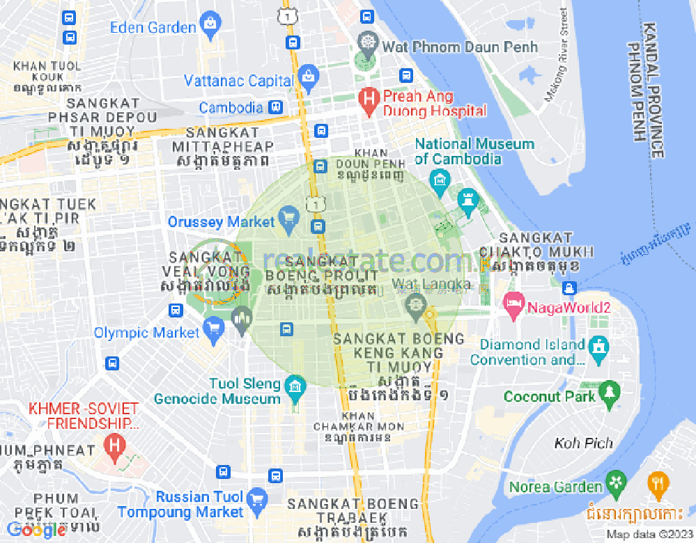Map of Boeng Reang, Daun Penh, Phnom Penh