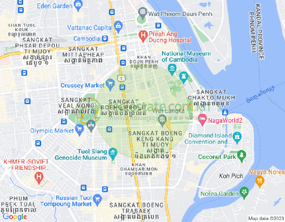 แผนที่ เบิงเรียง, ดวนป็ญ, พนมเปญ
