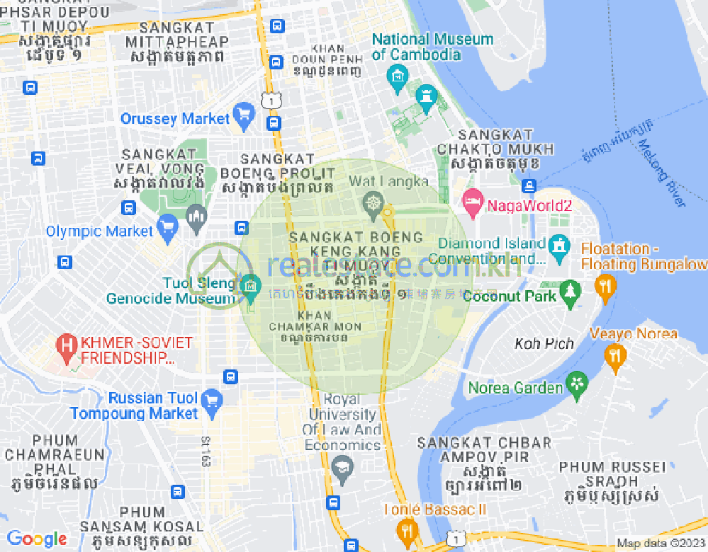 만경강1부구(BKK1), 벙껭깡, 프놈펜 지도