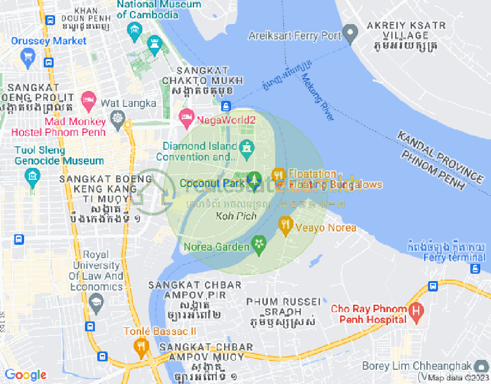 Map of Tonle Bassac, Chamkarmon, Phnom Penh