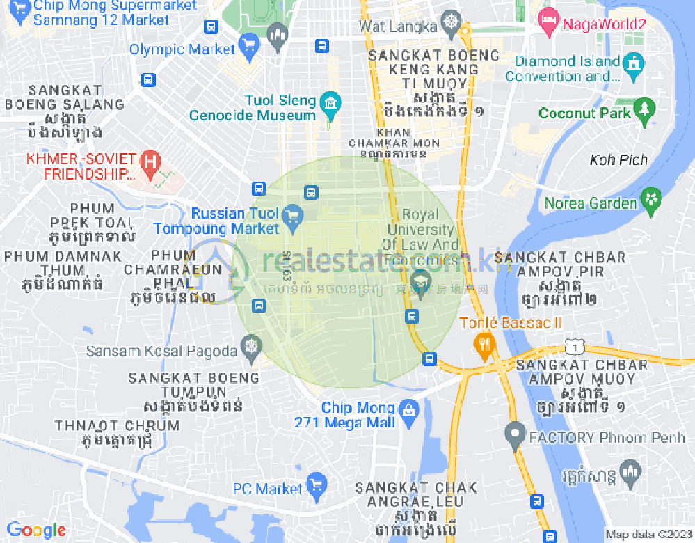 Map of Toul Tum Poung 1, Chamkarmon, Phnom Penh