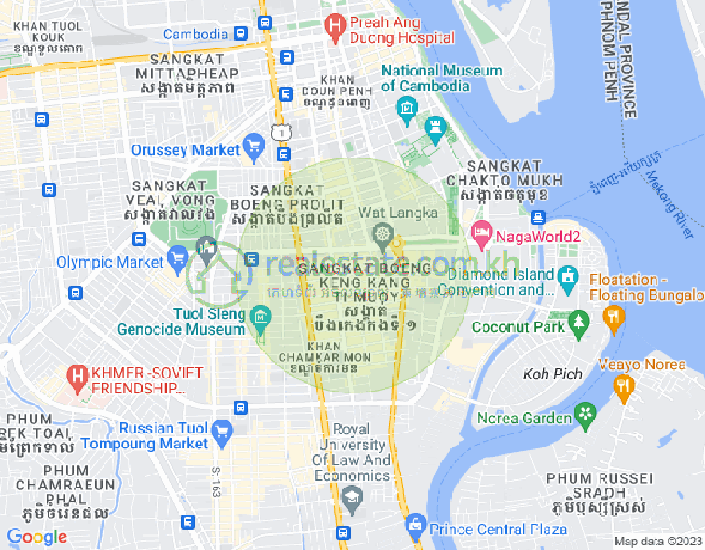 万景岗1分区（BKK1), 波哥堪, 金边地图