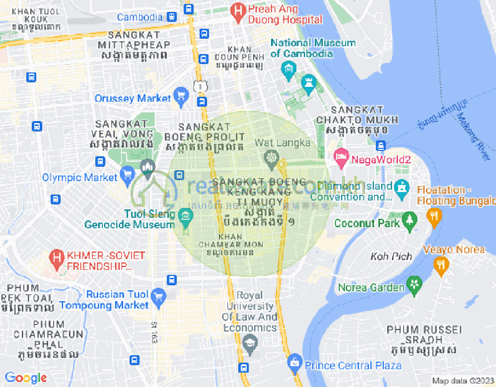 만경강1부구(BKK1), 벙껭깡, 프놈펜 지도